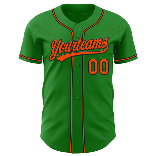 Custom Grass Green Orange-Black Authentic Baseball Jersey - Sky-Custom