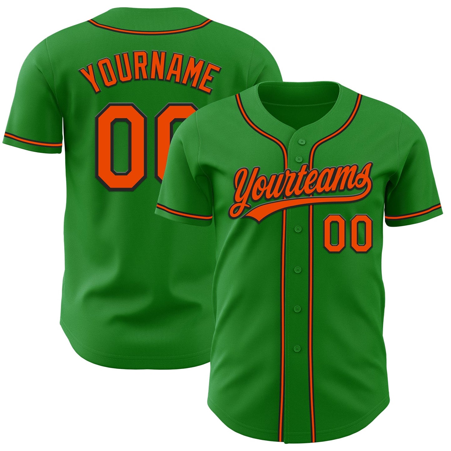 Custom Grass Green Orange-Black Authentic Baseball Jersey - Sky-Custom