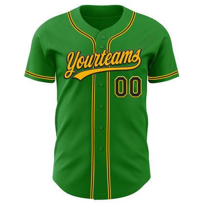 Custom Grass Green Black-Gold Authentic Baseball Jersey - Sky-Custom