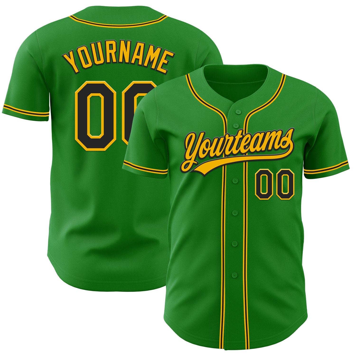 Custom Grass Green Black-Gold Authentic Baseball Jersey - Sky-Custom