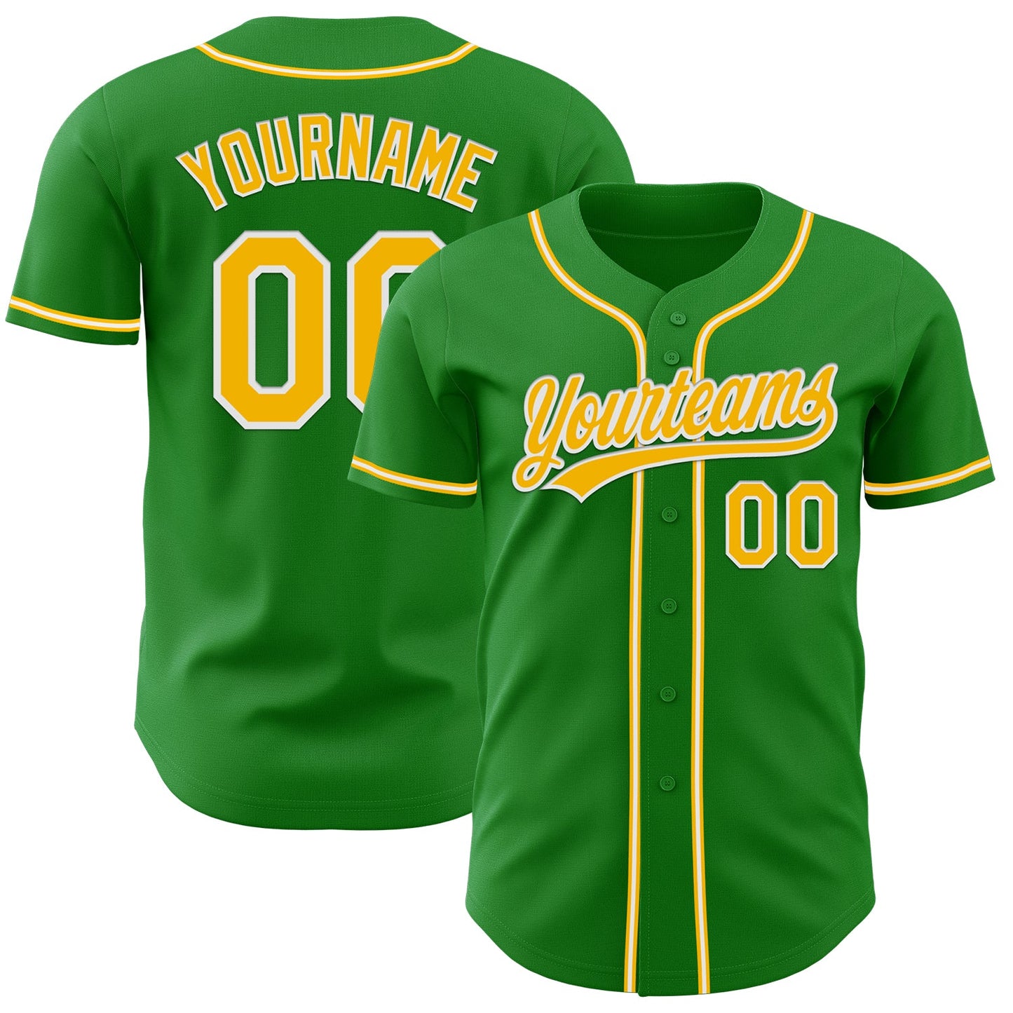 Custom Grass Green Gold-White Authentic Baseball Jersey - Sky-Custom