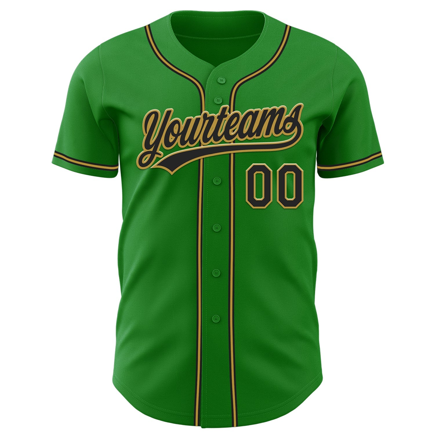 Custom Grass Green Black-Old Gold Authentic Baseball Jersey - Sky-Custom
