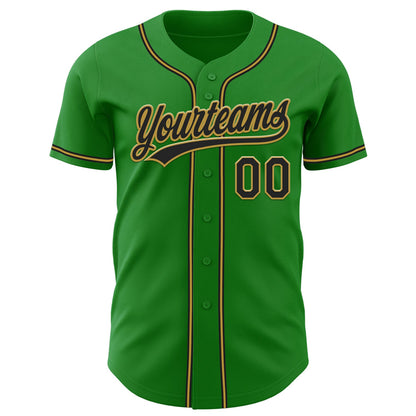 Custom Grass Green Black-Old Gold Authentic Baseball Jersey - Sky-Custom