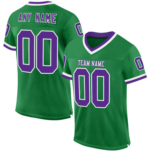 Custom Grass Green Purple-White Mesh Authentic Throwback Football Jersey - Sky-Custom