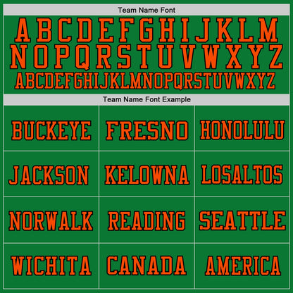 Custom Grass Green Orange-Black Mesh Authentic Throwback Football Jersey - Sky-Custom