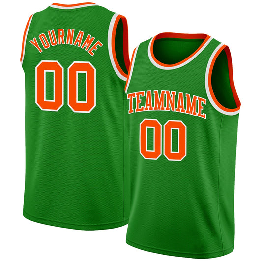 Custom Grass Green Orange-White Authentic Basketball Jersey - Sky-Custom