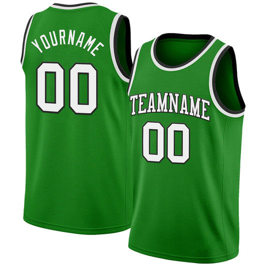 Custom Grass Green White-Black Authentic Basketball Jersey - Sky-Custom