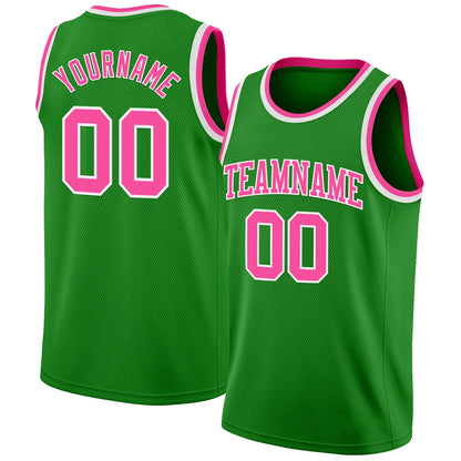 Custom Grass Green Pink-White Authentic Basketball Jersey - Sky-Custom