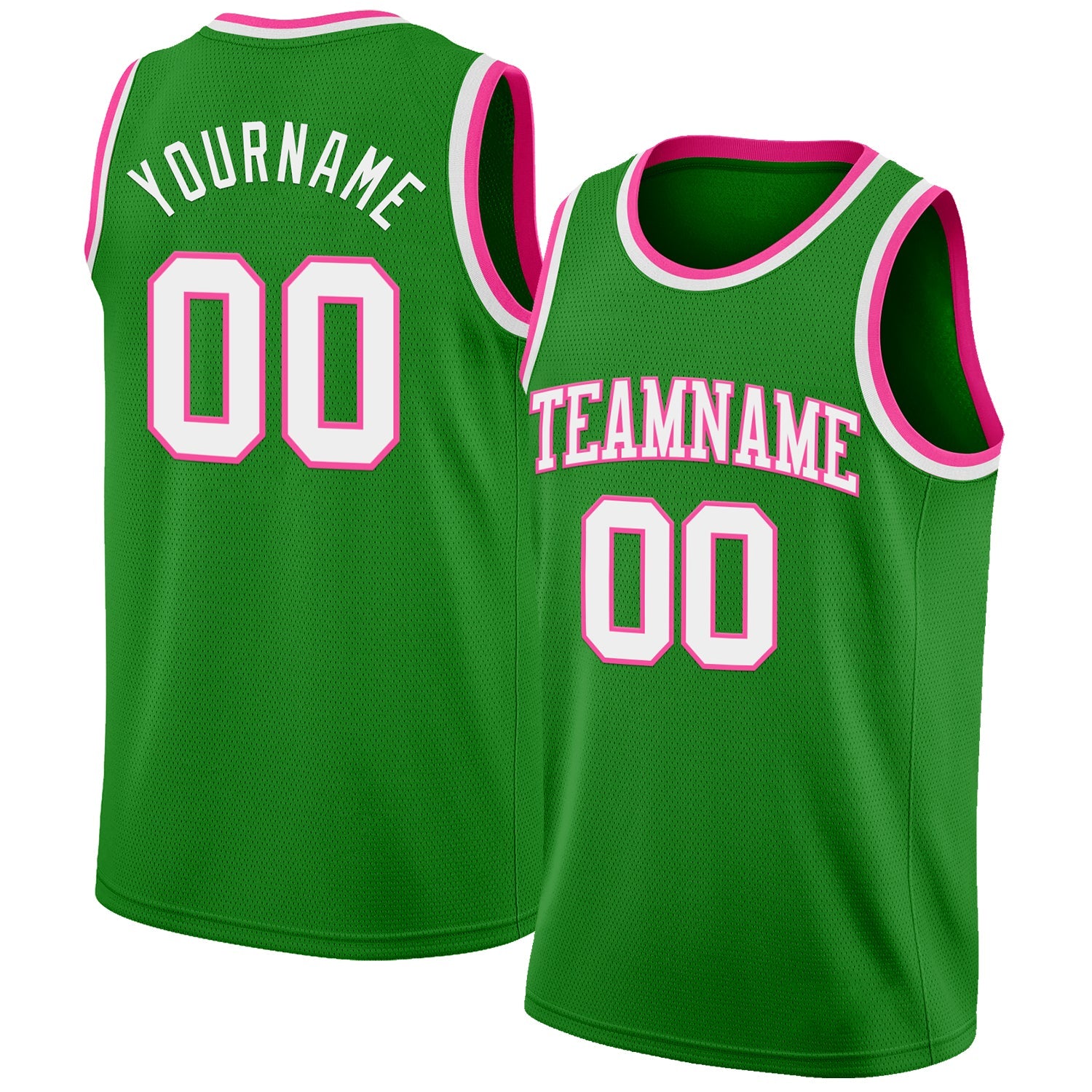 Custom Grass Green White-Pink Authentic Basketball Jersey - Sky-Custom