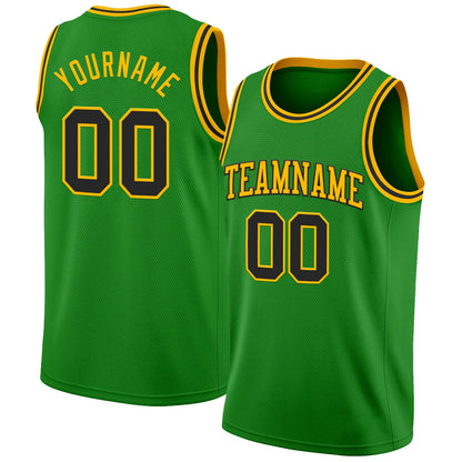 Custom Grass Green Black-Gold Authentic Basketball Jersey - Sky-Custom
