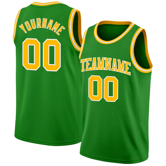 Custom Grass Green Gold-White Authentic Basketball Jersey - Sky-Custom