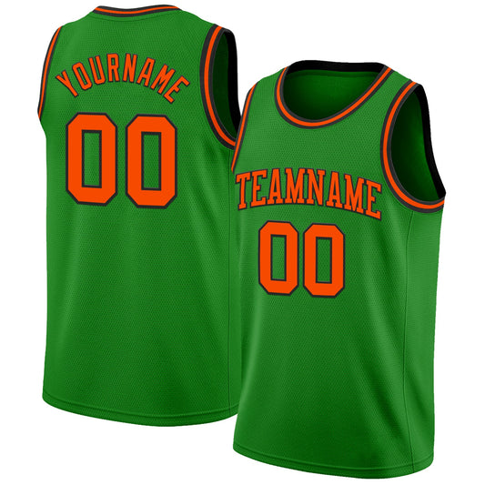Custom Grass Green Orange-Black Authentic Basketball Jersey - Sky-Custom