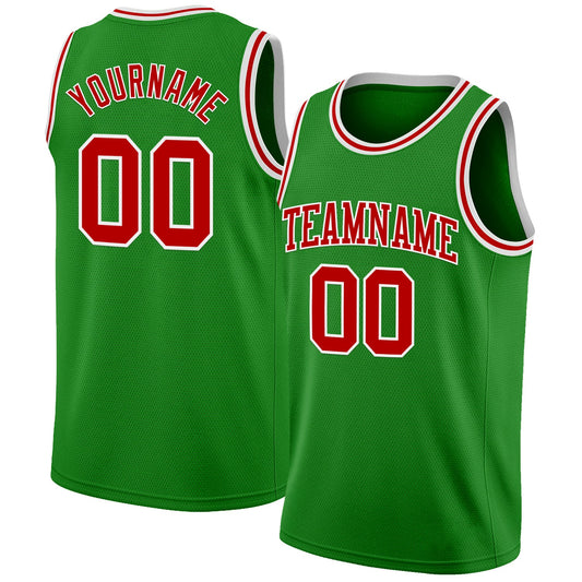 Custom Grass Green Red-White Authentic Basketball Jersey - Sky-Custom
