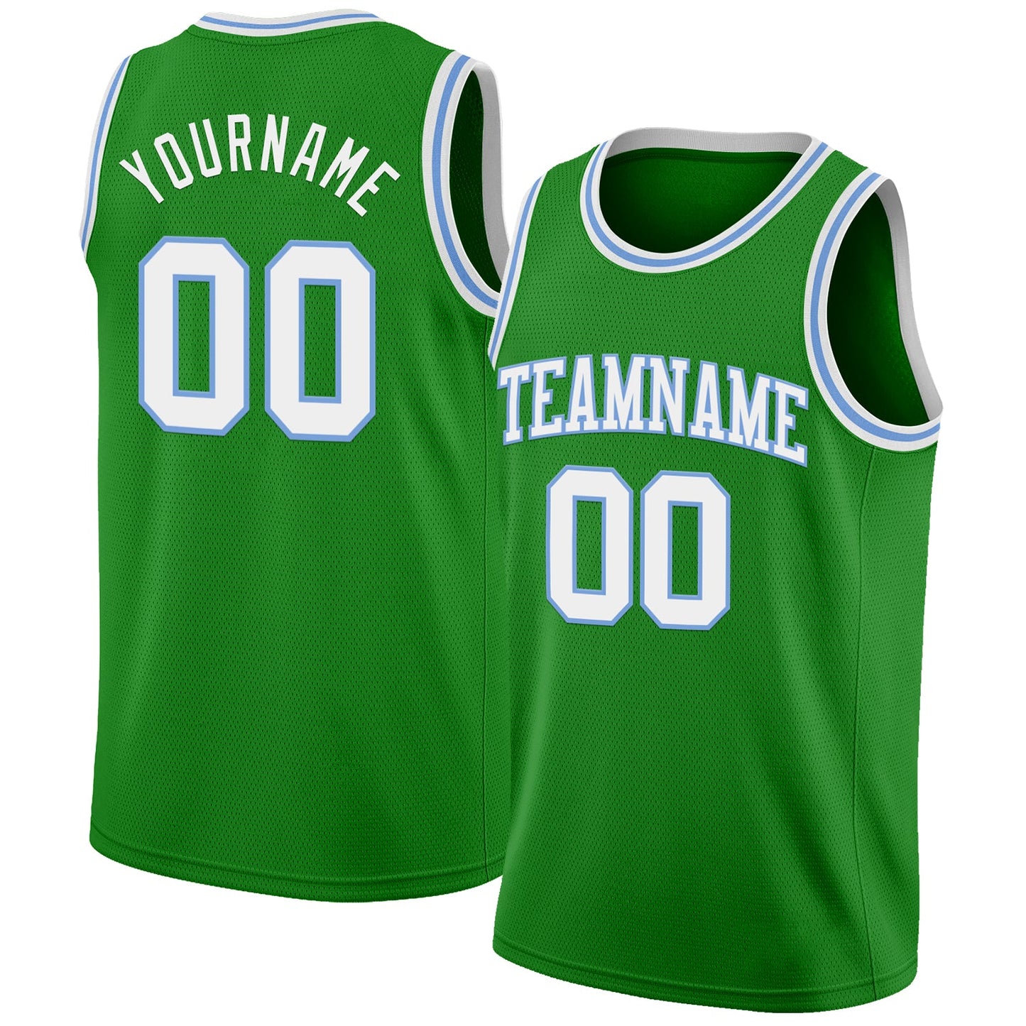Custom Grass Green White-Light Blue Authentic Basketball Jersey - Sky-Custom