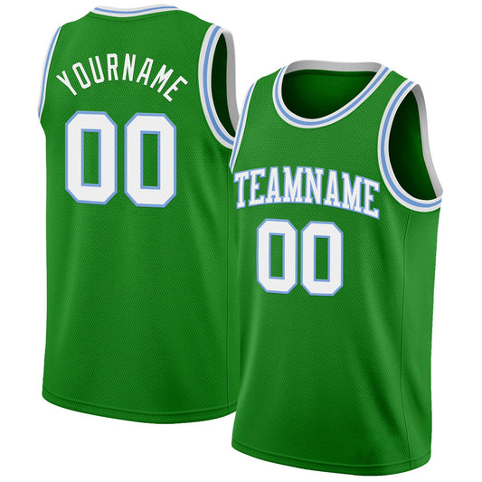Custom Grass Green White-Light Blue Authentic Basketball Jersey - Sky-Custom
