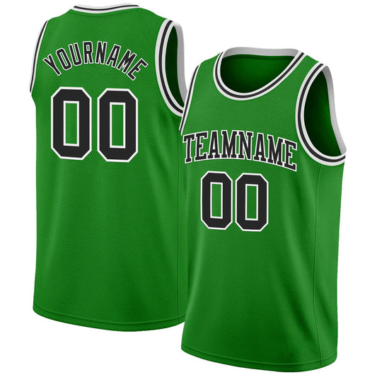 Custom Grass Green Black-White Authentic Basketball Jersey - Sky-Custom