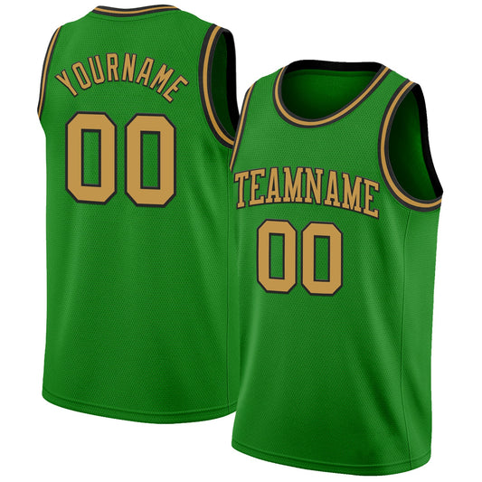 Custom Grass Green Old Gold-Black Authentic Basketball Jersey - Sky-Custom