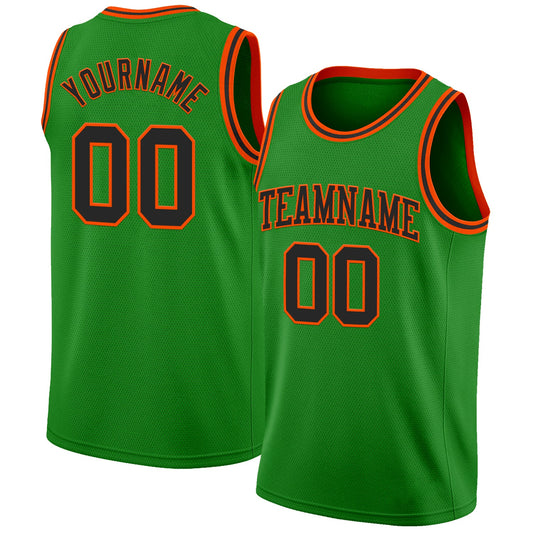 Custom Grass Green Black-Orange Authentic Basketball Jersey - Sky-Custom