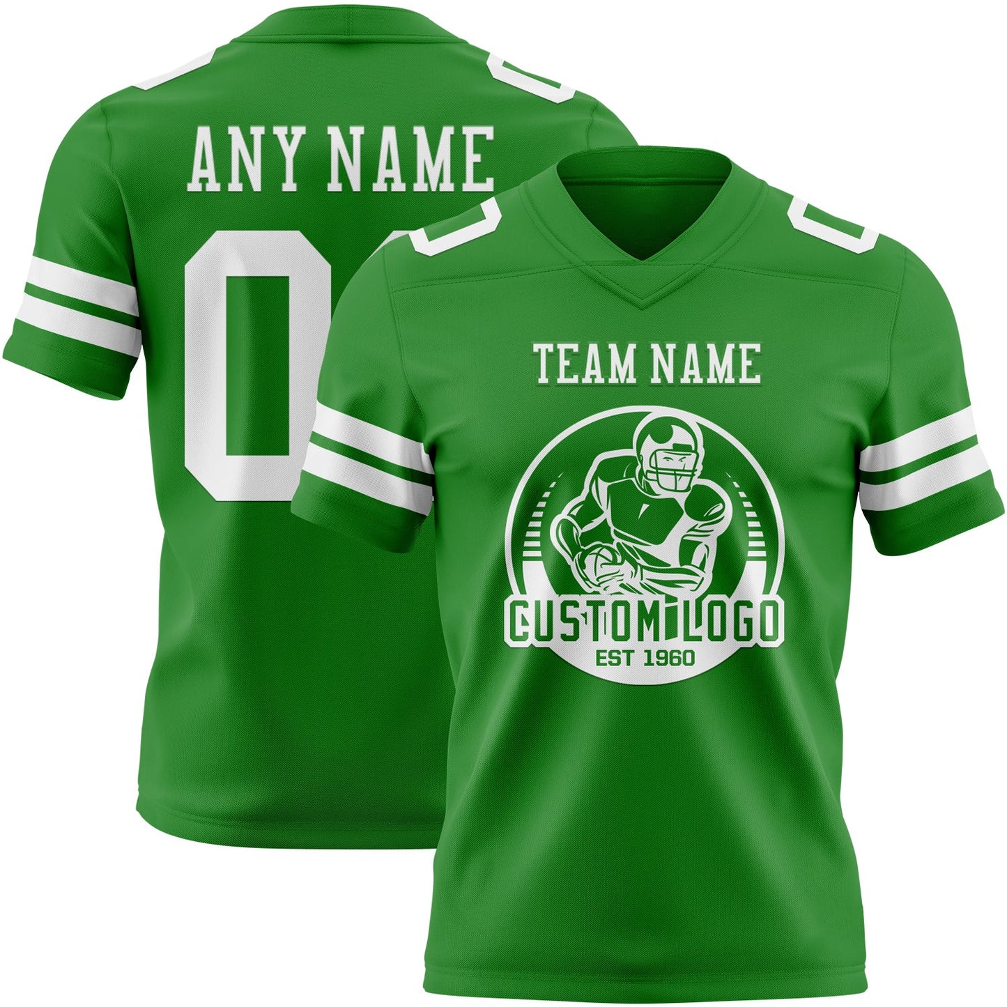 Custom Grass Green White Mesh Authentic Football Jersey - Sky-Custom