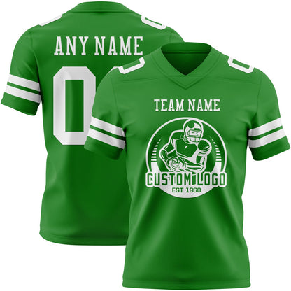 Custom Grass Green White Mesh Authentic Football Jersey - Sky-Custom