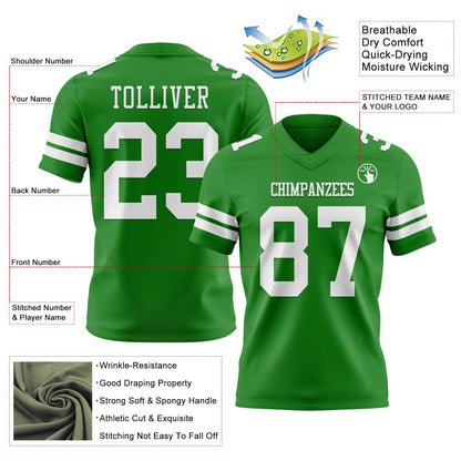 Custom Grass Green White Mesh Authentic Football Jersey - Sky-Custom