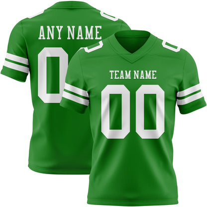Custom Grass Green White Mesh Authentic Football Jersey - Sky-Custom