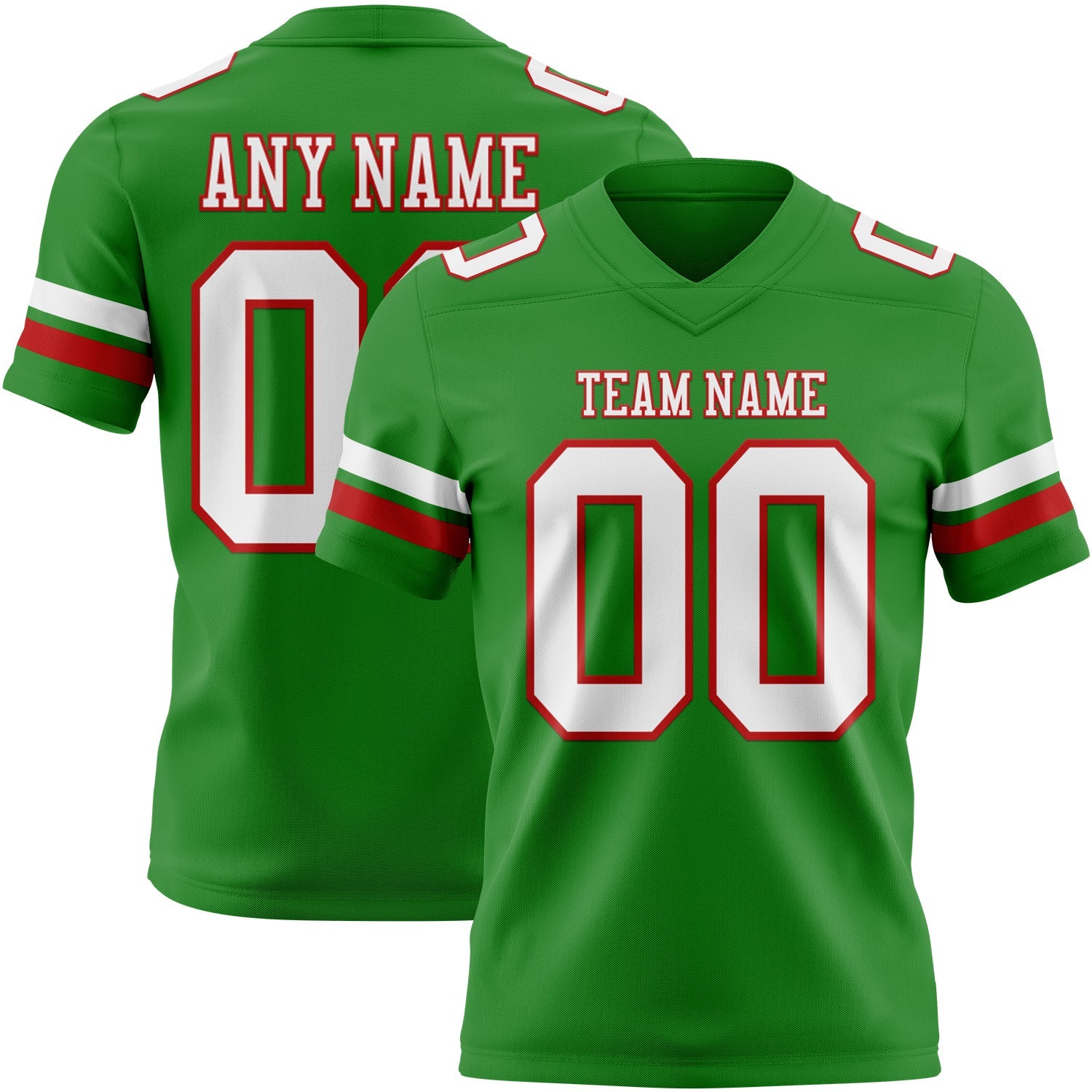 Custom Grass Green White-Red Mesh Authentic Football Jersey - Sky-Custom
