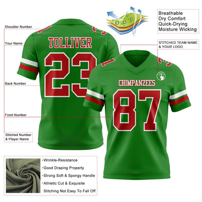 Custom Grass Green Red-White Mesh Authentic Football Jersey - Sky-Custom