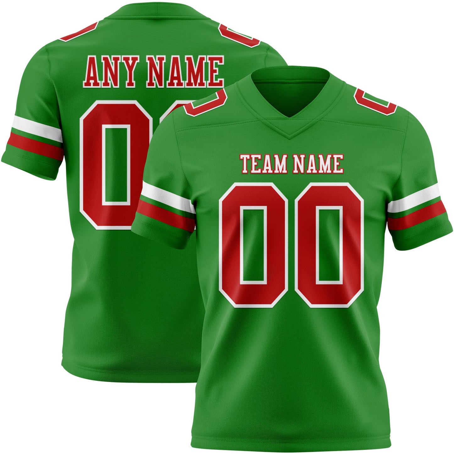 Custom Grass Green Red-White Mesh Authentic Football Jersey - Sky-Custom