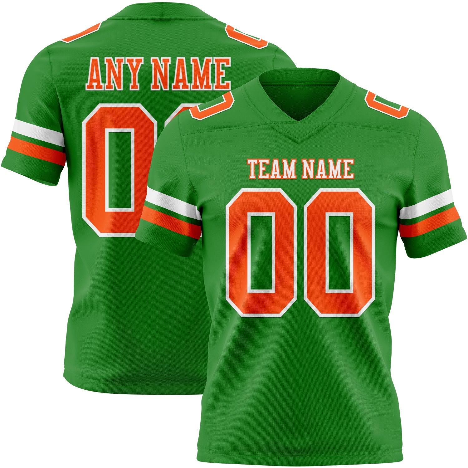 Custom Grass Green Orange-White Mesh Authentic Football Jersey - Sky-Custom