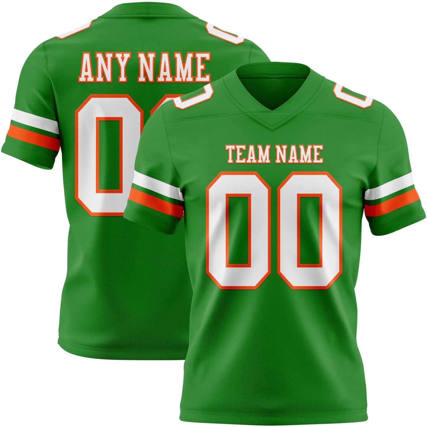 Custom Grass Green White-Orange Mesh Authentic Football Jersey - Sky-Custom