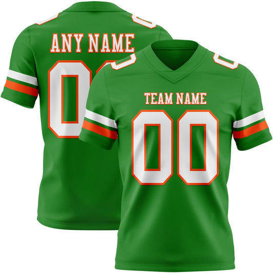 Custom Grass Green White-Orange Mesh Authentic Football Jersey - Sky-Custom