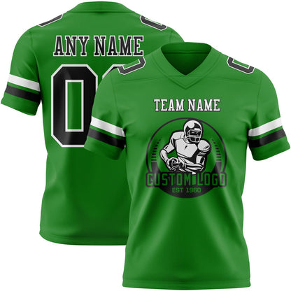 Custom Grass Green Black-White Mesh Authentic Football Jersey - Sky-Custom