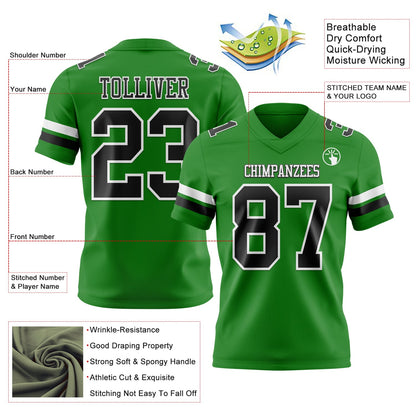 Custom Grass Green Black-White Mesh Authentic Football Jersey - Sky-Custom