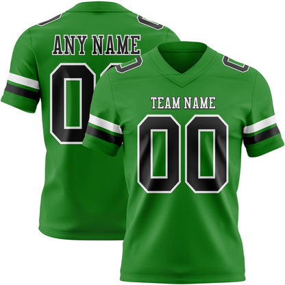 Custom Grass Green Black-White Mesh Authentic Football Jersey - Sky-Custom
