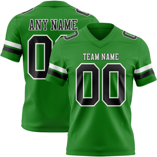 Custom Grass Green Black-White Mesh Authentic Football Jersey - Sky-Custom