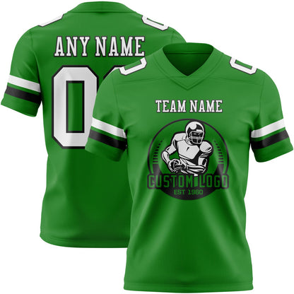 Custom Grass Green White-Black Mesh Authentic Football Jersey - Sky-Custom