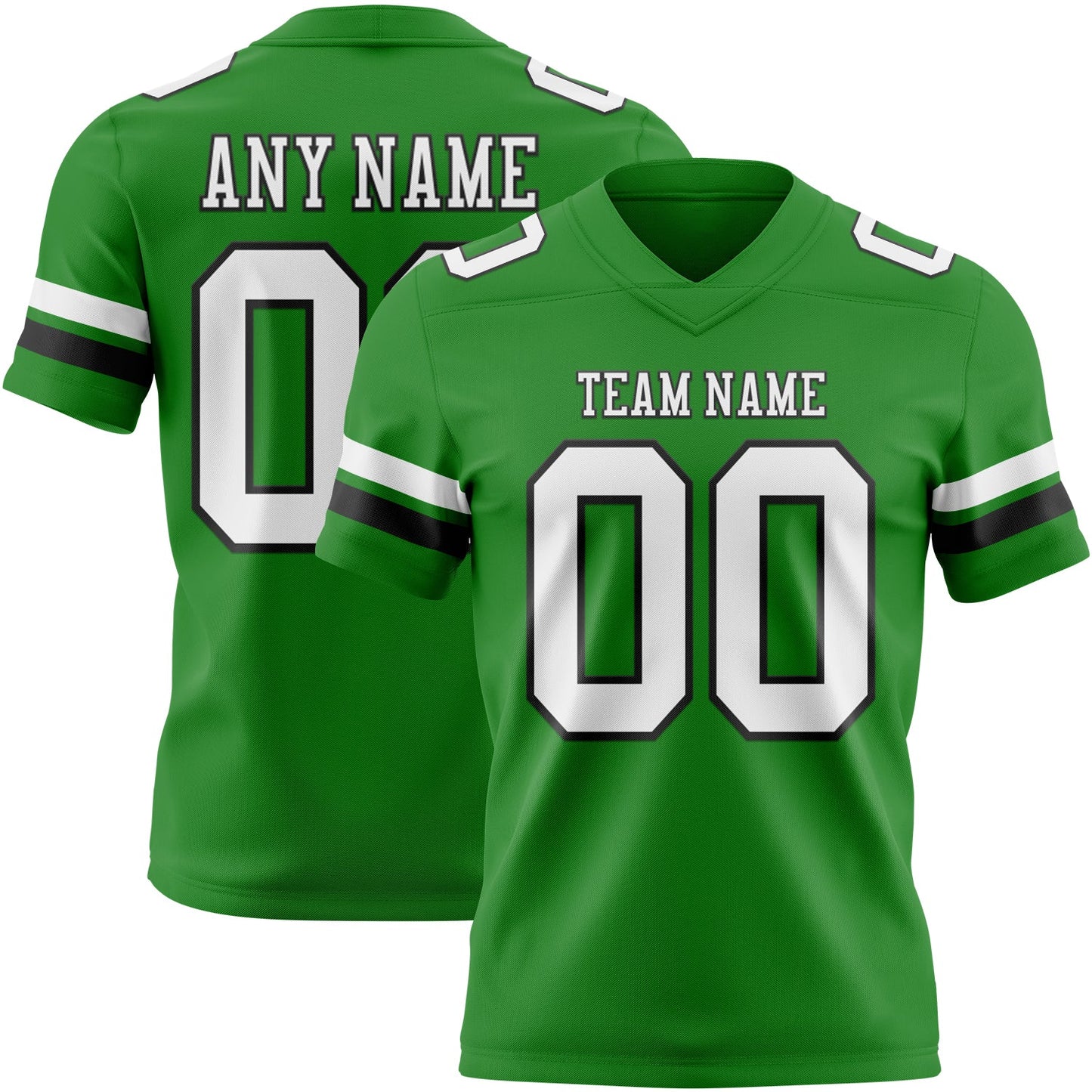 Custom Grass Green White-Black Mesh Authentic Football Jersey - Sky-Custom
