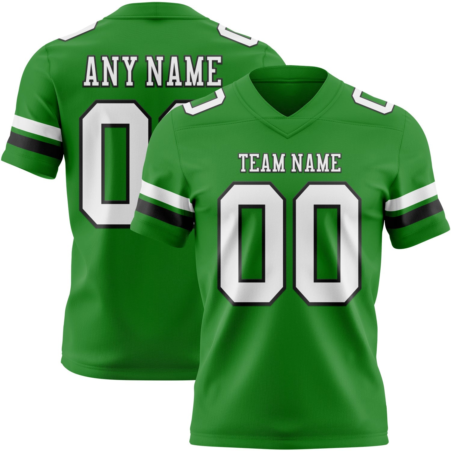 Custom Grass Green White-Black Mesh Authentic Football Jersey - Sky-Custom