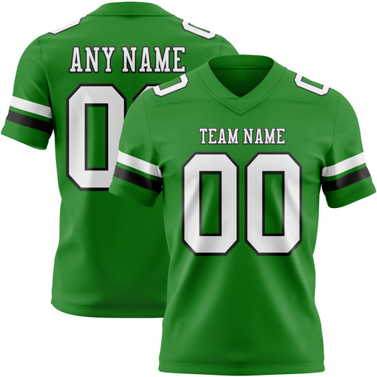 Custom Grass Green White-Black Mesh Authentic Football Jersey - Sky-Custom