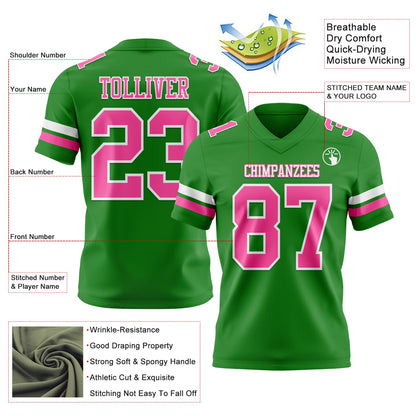 Custom Grass Green Pink-White Mesh Authentic Football Jersey - Sky-Custom