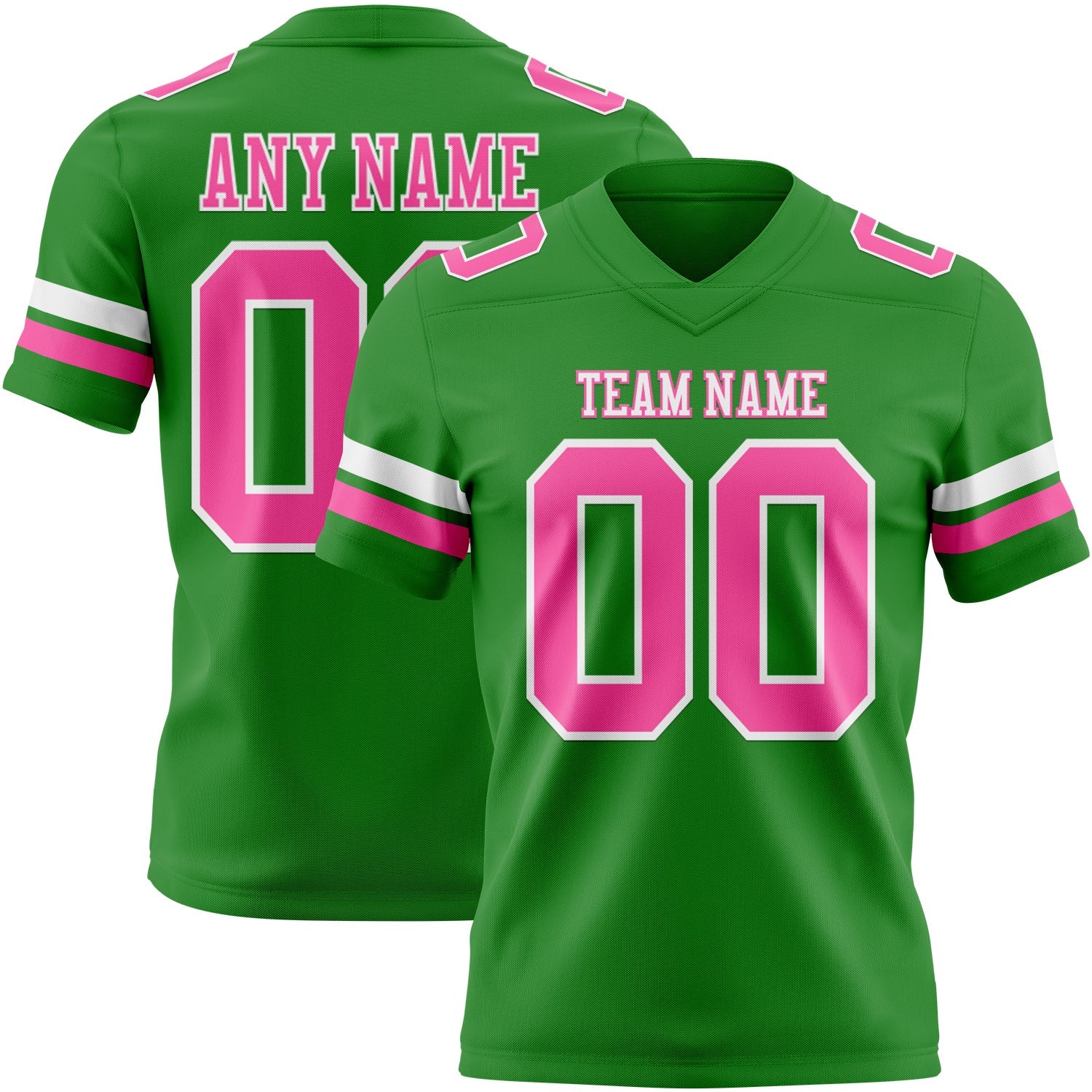 Custom Grass Green Pink-White Mesh Authentic Football Jersey - Sky-Custom