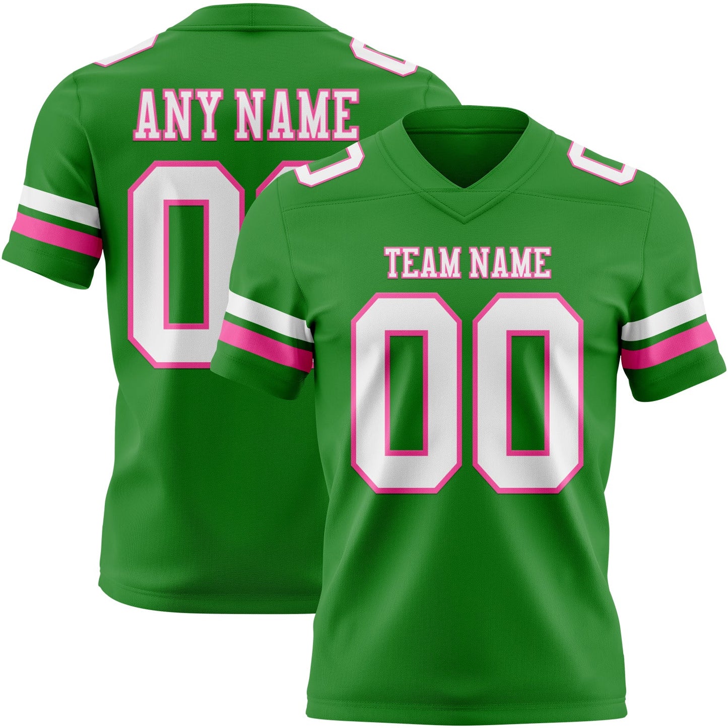 Custom Grass Green White-Pink Mesh Authentic Football Jersey - Sky-Custom