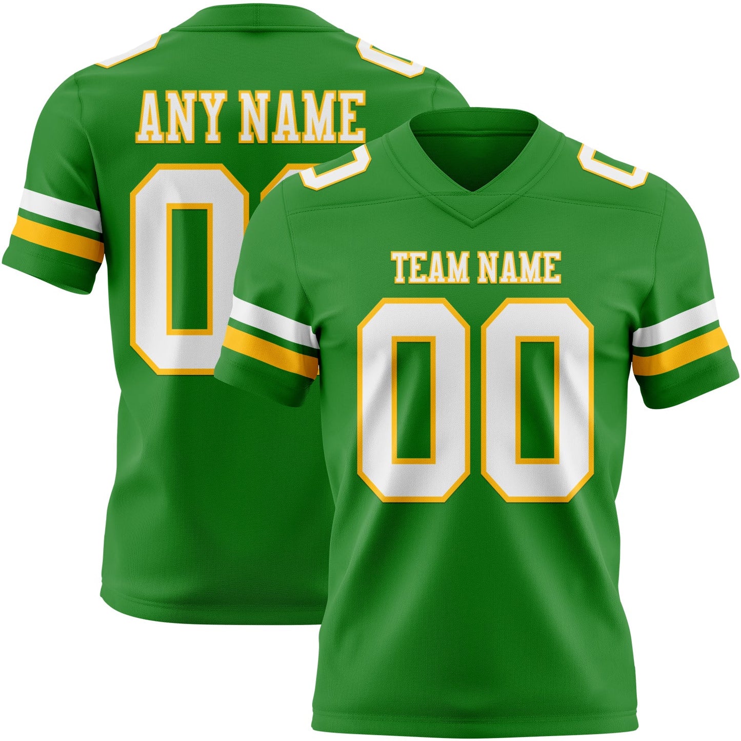 Custom Grass Green White-Gold Mesh Authentic Football Jersey - Sky-Custom