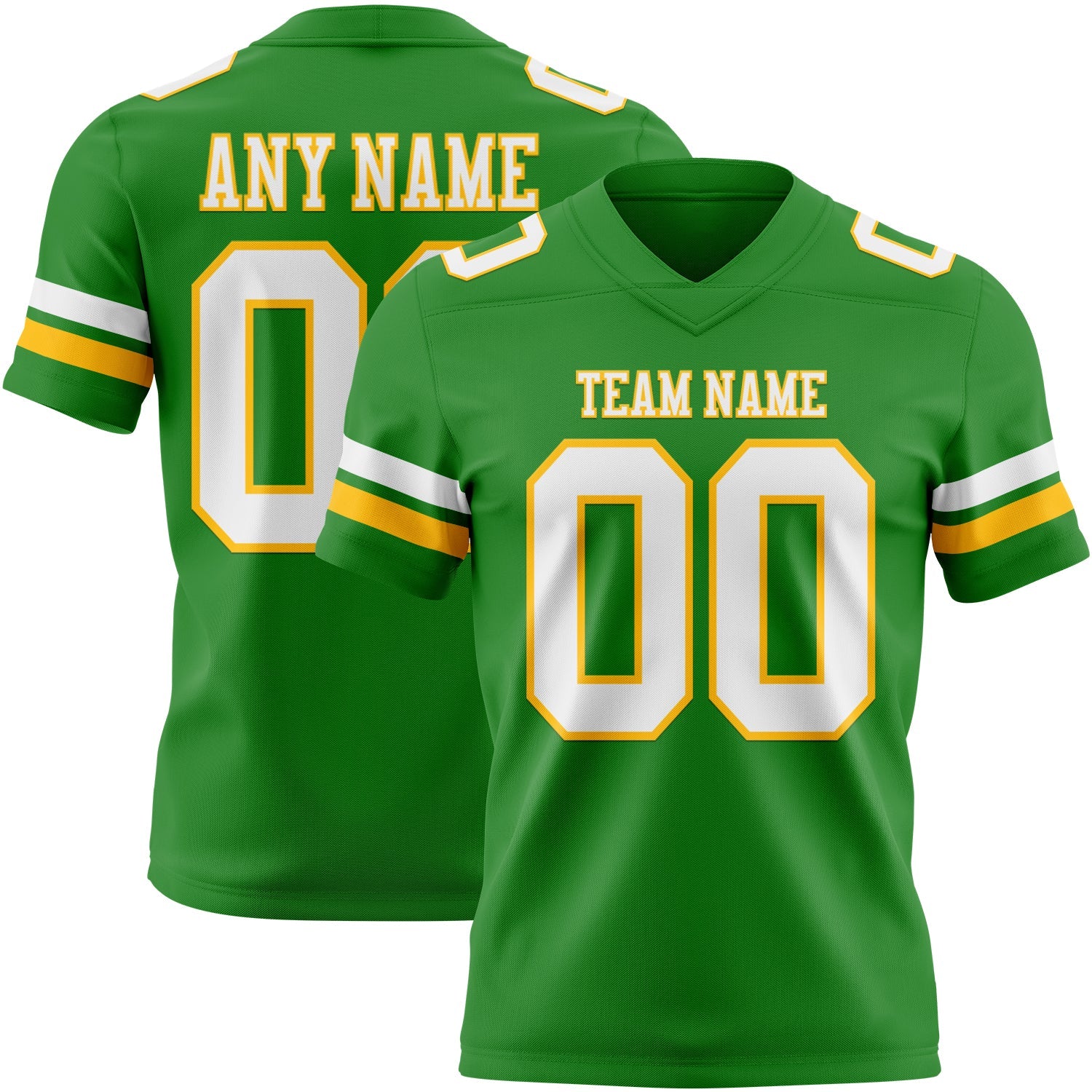 Custom Grass Green White-Gold Mesh Authentic Football Jersey - Sky-Custom