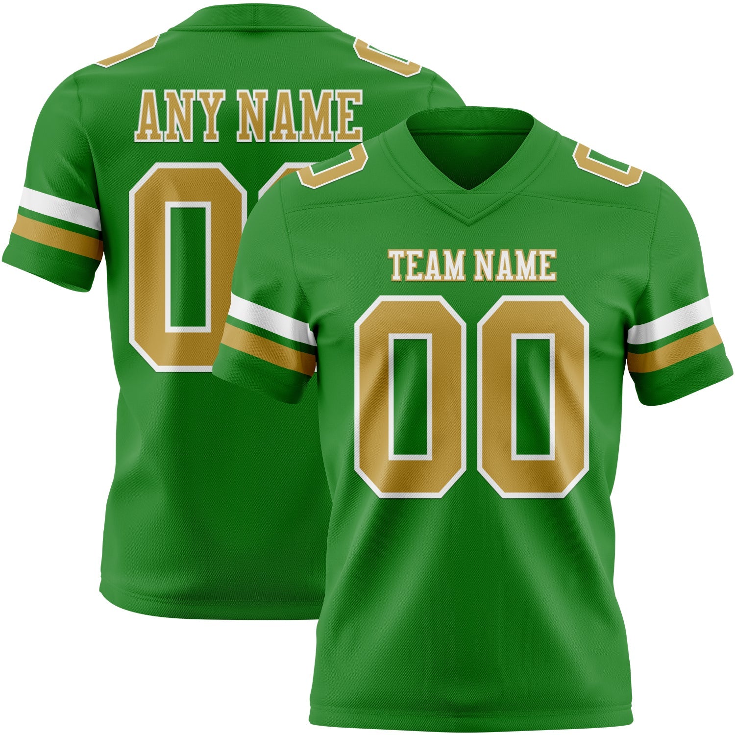 Custom Grass Green Old Gold-White Mesh Authentic Football Jersey - Sky-Custom