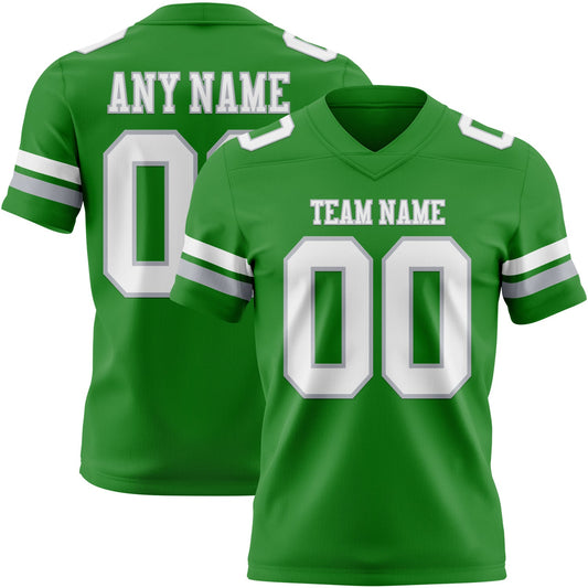 Custom Grass Green White-Gray Mesh Authentic Football Jersey - Sky-Custom