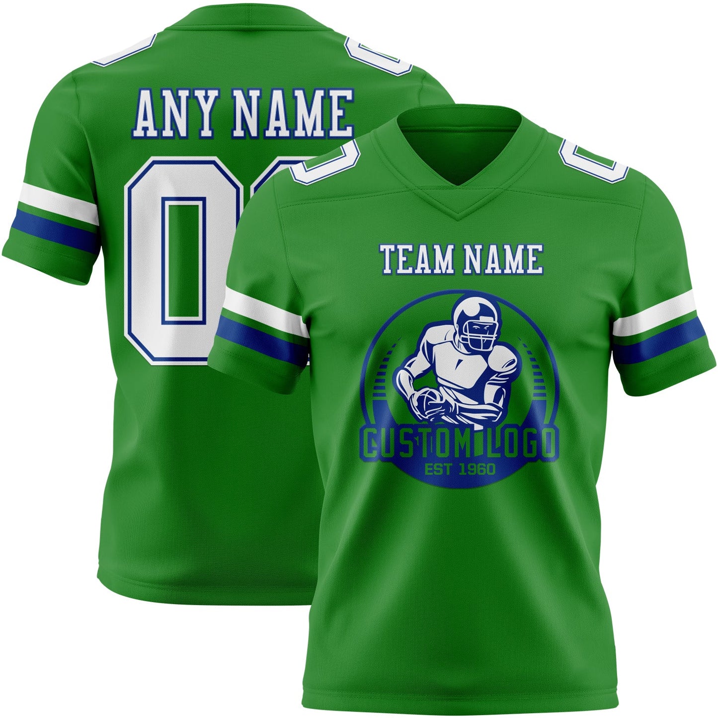 Custom Grass Green White-Royal Mesh Authentic Football Jersey - Sky-Custom
