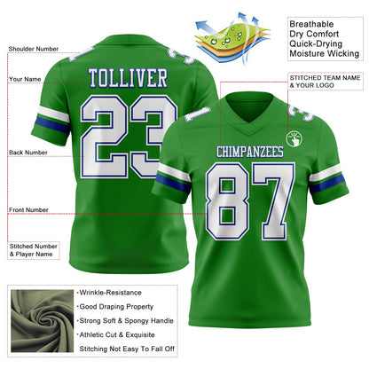 Custom Grass Green White-Royal Mesh Authentic Football Jersey - Sky-Custom