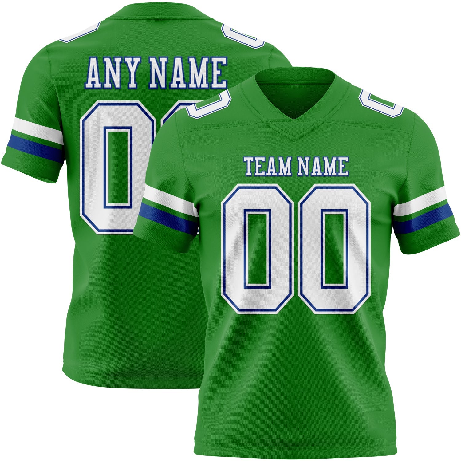 Custom Grass Green White-Royal Mesh Authentic Football Jersey - Sky-Custom